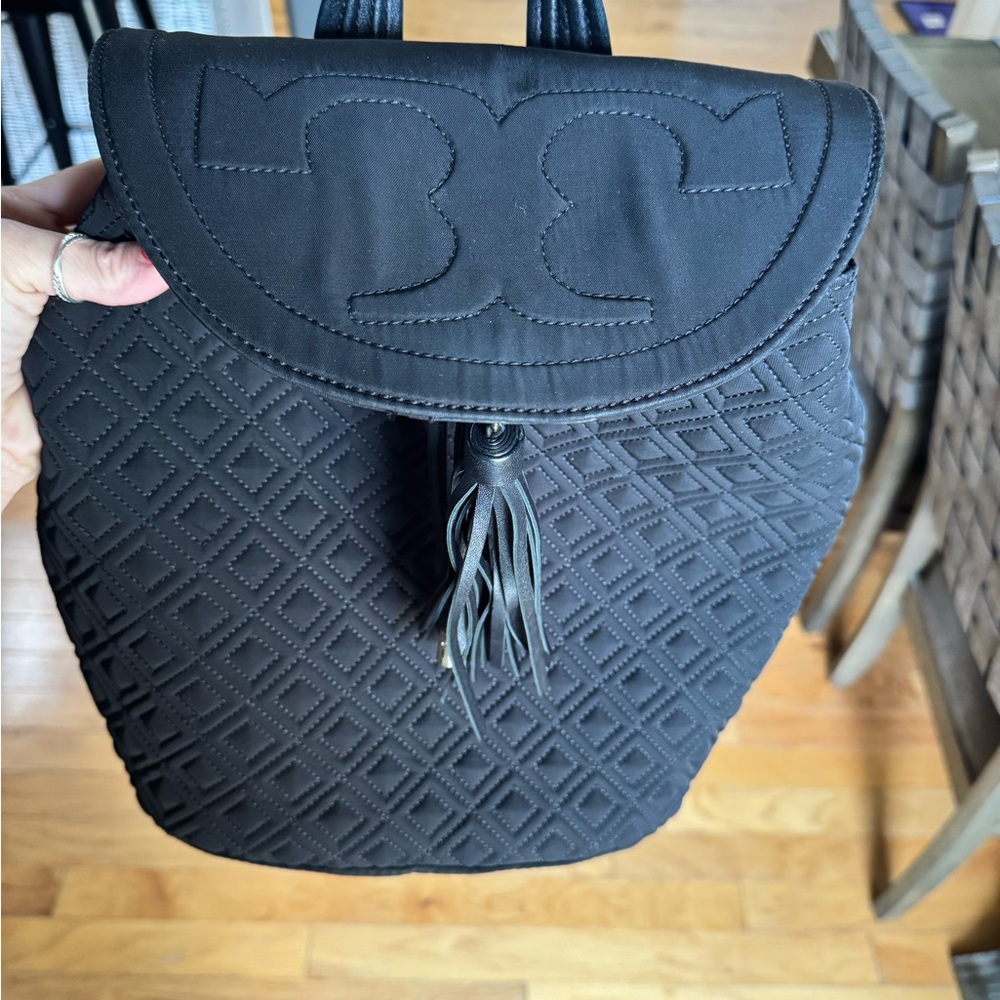 Tory Burch Black Quilted Backpack